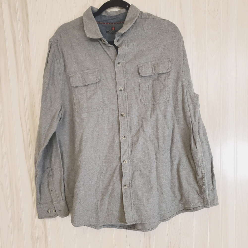 Woolrich Flannel Shirt Size XXL Button Down Cotton Gray Cabincore Retro 90s